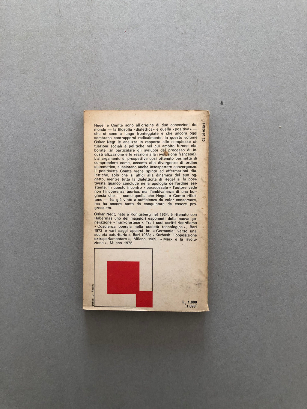 Hegel e Comte - Oskar Negt - Il Mulino - Doparà1