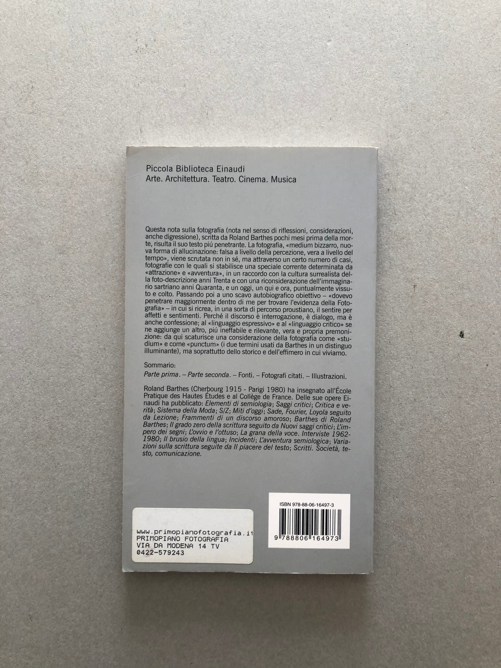 La camera chiara - Roland Barthes - Einaudi - Doparà1